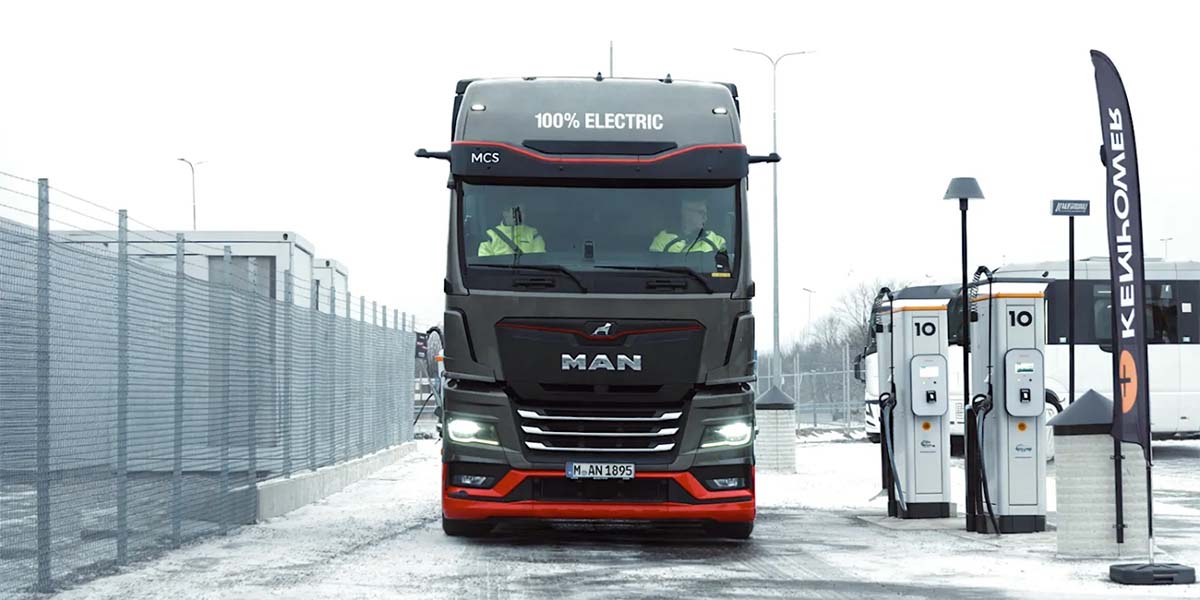 MAN demuestra la carga megavatio (MCS) de su eTruck eléctrico en el frío extremo de Suecia
