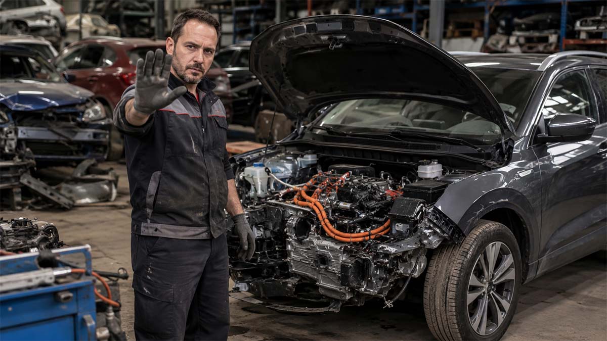 El consejo de un mecánico de desguace en caso de accidente con un coche eléctrico: «no toques nada»