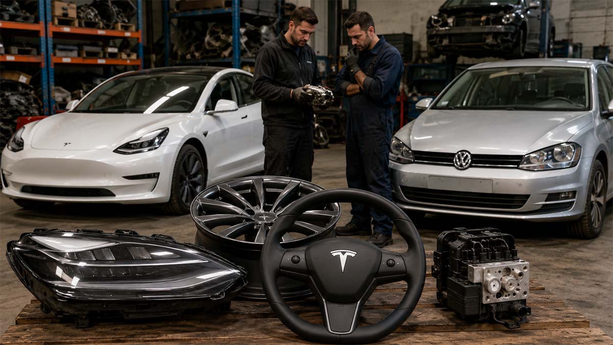 Un desguace analiza los recambios de un Tesla y el veredicto es claro: cuestan la mitad que en un Volkswagen Golf